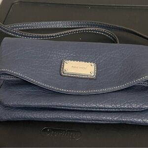 Nine West‎ Navy Blue Crossbody Purse Folded Clutch Removable Shoulder Strap